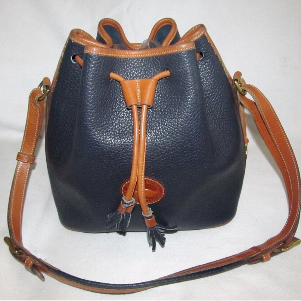 New Dooney & Burke Pebble Grain Leather
Drawstring Crossbody Bucket Bag. - Picture 3 of 16